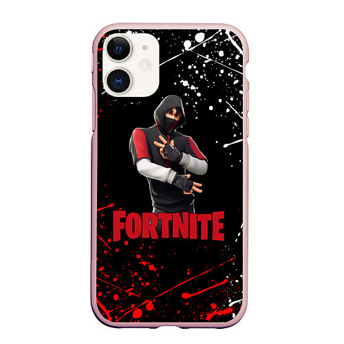 Чехол iPhone 11 матовый FORTNITE x IKONIK / 3D-Светло-розовый – фото 1