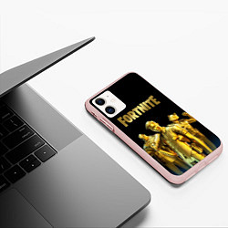 Чехол iPhone 11 матовый FORTNITE GOLD SQUAD, цвет: 3D-светло-розовый — фото 2