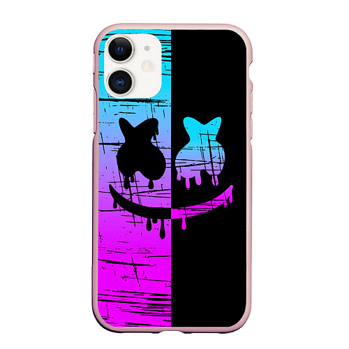 Чехол iPhone 11 матовый FORTNITE MARSHMELLO / 3D-Светло-розовый – фото 1