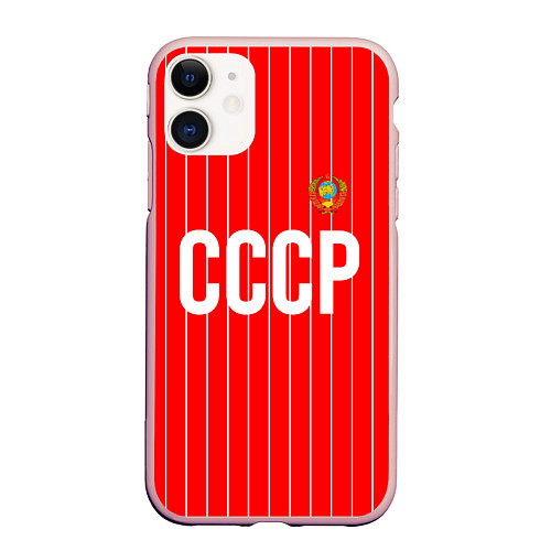 Чехол iPhone 11 матовый Форма сборной СССР / 3D-Светло-розовый – фото 1