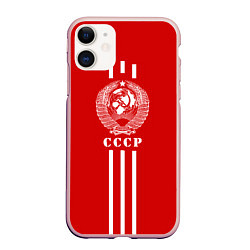 Чехол iPhone 11 матовый СССР, цвет: 3D-светло-розовый