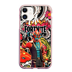 Чехол iPhone 11 матовый FORTNITE, цвет: 3D-светло-розовый