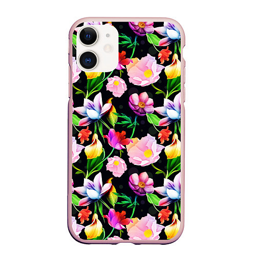 Чехол iPhone 11 матовый Разноцветие / 3D-Светло-розовый – фото 1