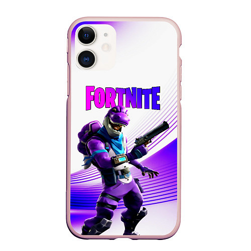 Чехол iPhone 11 матовый FORTNITE / 3D-Светло-розовый – фото 1