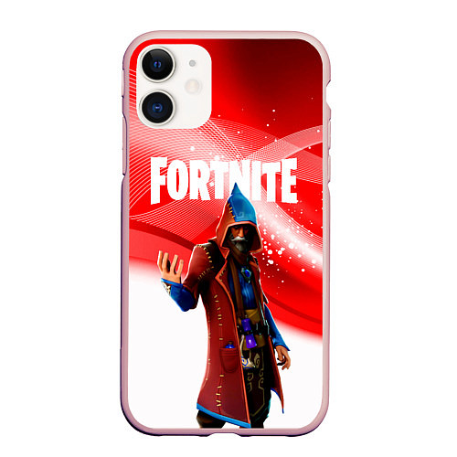 Чехол iPhone 11 матовый FORTNITE / 3D-Светло-розовый – фото 1