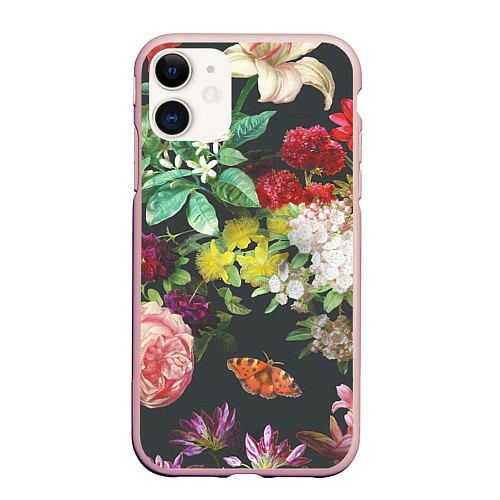 Чехол iPhone 11 матовый Цветы / 3D-Светло-розовый – фото 1
