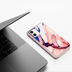 Чехол iPhone 11 матовый Fluid art, цвет: 3D-светло-розовый — фото 2