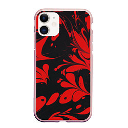 Чехол iPhone 11 матовый Красный Мрамор, цвет: 3D-светло-розовый
