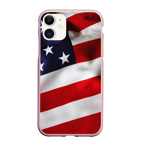 Чехол iPhone 11 матовый США USA / 3D-Светло-розовый – фото 1