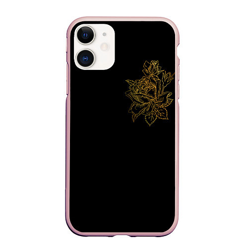 Чехол iPhone 11 матовый Золотая роза / 3D-Светло-розовый – фото 1