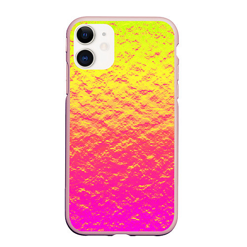 Чехол iPhone 11 матовый Яркий закат / 3D-Светло-розовый – фото 1