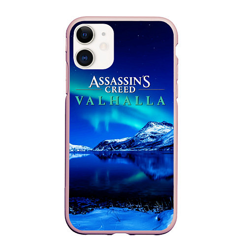 Чехол iPhone 11 матовый ASSASSINS CREED VALHALLA / 3D-Светло-розовый – фото 1