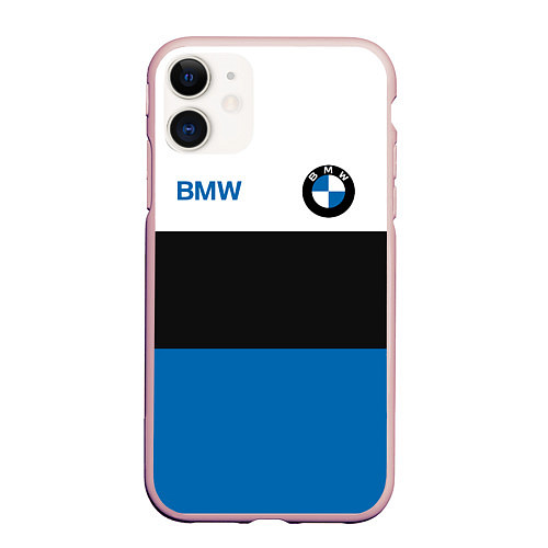 Чехол iPhone 11 матовый BMW SPORT / 3D-Светло-розовый – фото 1