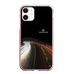 Чехол iPhone 11 матовый Night route, цвет: 3D-светло-розовый