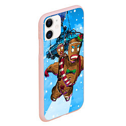 Чехол iPhone 11 матовый Пряничный человек, цвет: 3D-светло-розовый — фото 2