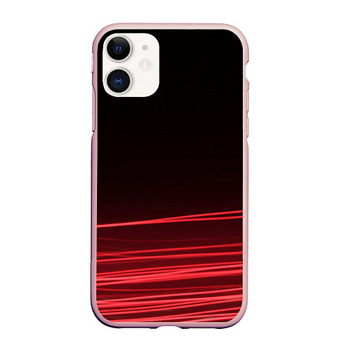 Чехол iPhone 11 матовый Красное и Черное / 3D-Светло-розовый – фото 1