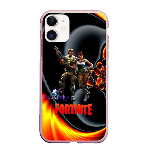 Чехол iPhone 11 матовый FORTNITE S / 3D-Светло-розовый – фото 1