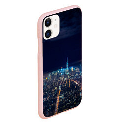 Чехол iPhone 11 матовый Ночной город, цвет: 3D-светло-розовый — фото 2