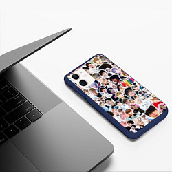 Чехол iPhone 11 матовый BTS Sticker Bombing, цвет: 3D-тёмно-синий — фото 2