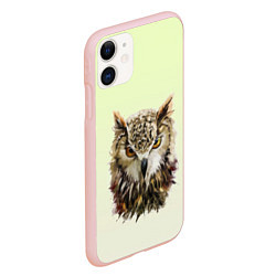 Чехол iPhone 11 матовый Арт сова яркая, цвет: 3D-светло-розовый — фото 2