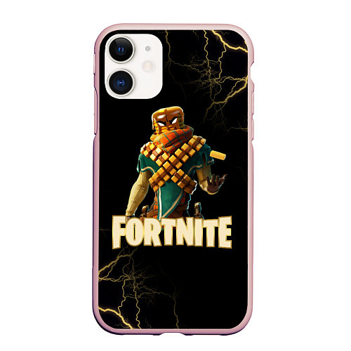 Чехол iPhone 11 матовый Mancake Fortnite / 3D-Светло-розовый – фото 1