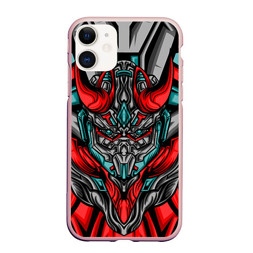 Чехол iPhone 11 матовый CyberSkull / 3D-Светло-розовый – фото 1