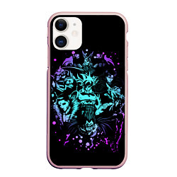 Чехол iPhone 11 матовый Герои аниме, цвет: 3D-светло-розовый