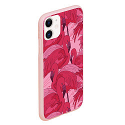 Чехол iPhone 11 матовый Розовые фламинго, цвет: 3D-светло-розовый — фото 2