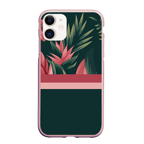Чехол iPhone 11 матовый Лилии / 3D-Светло-розовый – фото 1