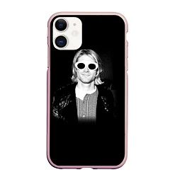 Чехол iPhone 11 матовый Курт Кобейн в Очках Nirvana, цвет: 3D-светло-розовый