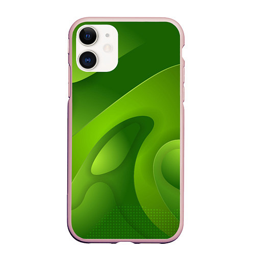 Чехол iPhone 11 матовый 3d Green abstract / 3D-Светло-розовый – фото 1