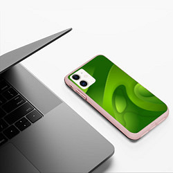 Чехол iPhone 11 матовый 3d Green abstract, цвет: 3D-светло-розовый — фото 2