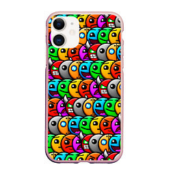 Чехол iPhone 11 матовый Geometry Dash: Pattern Z, цвет: 3D-светло-розовый