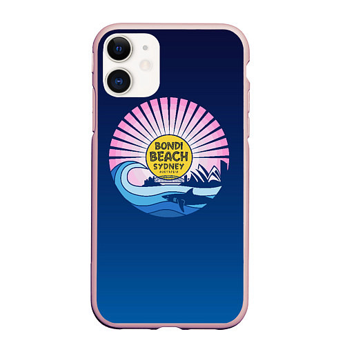 Чехол iPhone 11 матовый Bondi Beach Sydney / 3D-Светло-розовый – фото 1