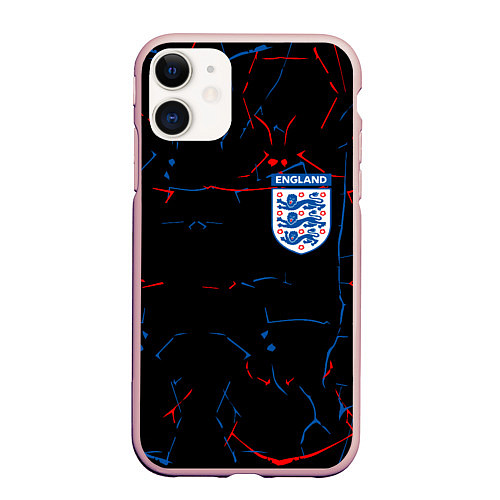 Чехол iPhone 11 матовый Сборная Англии / 3D-Светло-розовый – фото 1