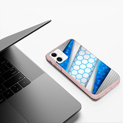 Чехол iPhone 11 матовый 3D AQUA БРОНЯ ОБЪЕМНЫЕ СОТЫ, цвет: 3D-светло-розовый — фото 2