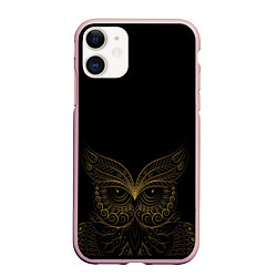 Чехол iPhone 11 матовый Золотая сова, цвет: 3D-светло-розовый