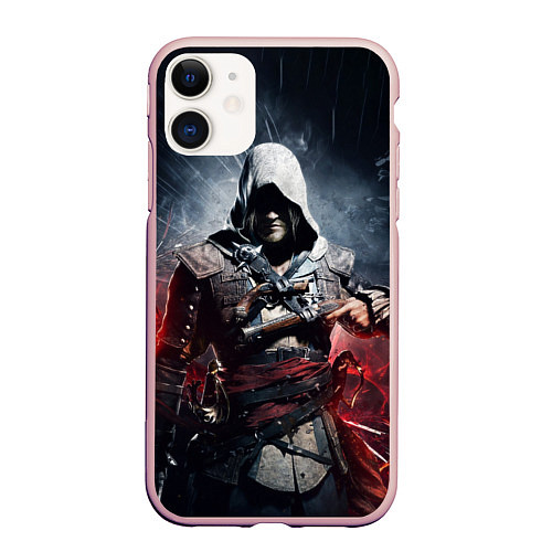 Чехол iPhone 11 матовый Assassins Creed 4: Black Flag / 3D-Светло-розовый – фото 1