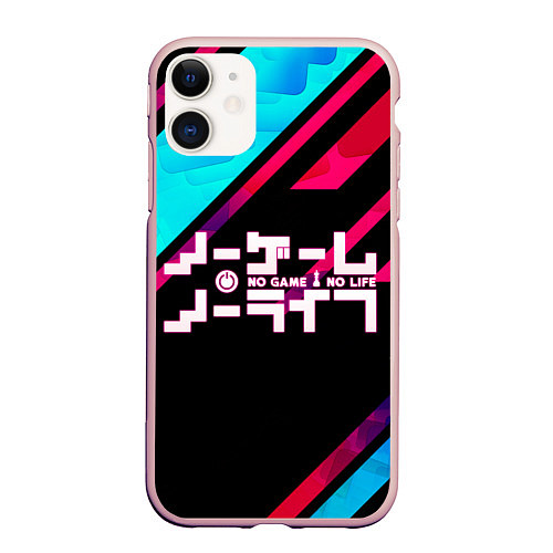Чехол iPhone 11 матовый NO GAME NO LIFE LOGO / 3D-Светло-розовый – фото 1