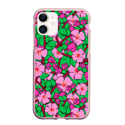 Чехол iPhone 11 матовый Цветы Сакуры, Sakura / 3D-Светло-розовый – фото 1