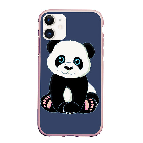 Чехол iPhone 11 матовый Милая Панда Sweet Panda / 3D-Светло-розовый – фото 1