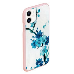 Чехол iPhone 11 матовый Голубая сакура, цвет: 3D-светло-розовый — фото 2