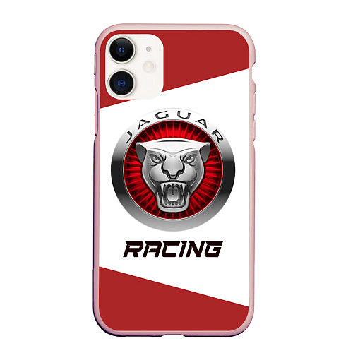 Чехол iPhone 11 матовый Ягуар - Racing / 3D-Светло-розовый – фото 1