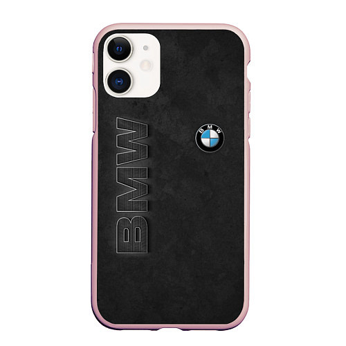 Чехол iPhone 11 матовый BMW LOGO AND INSCRIPTION / 3D-Светло-розовый – фото 1