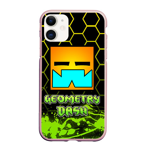 Чехол iPhone 11 матовый Geometry Dash / 3D-Светло-розовый – фото 1