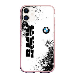 Чехол iPhone 11 матовый BMW БМВ РАЗРЕЗАННОЕ ЛОГО, цвет: 3D-светло-розовый