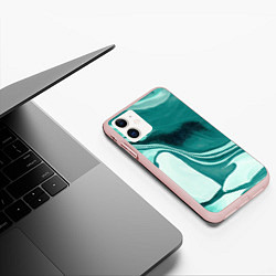 Чехол iPhone 11 матовый Красочный развод, цвет: 3D-светло-розовый — фото 2