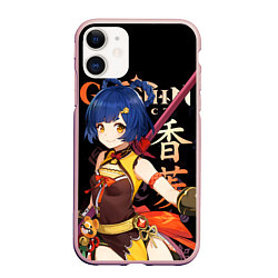 Чехол iPhone 11 матовый Сян Лин Genshin Impact, цвет: 3D-светло-розовый