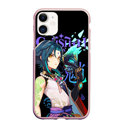 Чехол iPhone 11 матовый Сяо Genshin Impact, цвет: 3D-светло-розовый