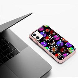 Чехол iPhone 11 матовый Geometry Dash: Demons Squad, цвет: 3D-светло-розовый — фото 2